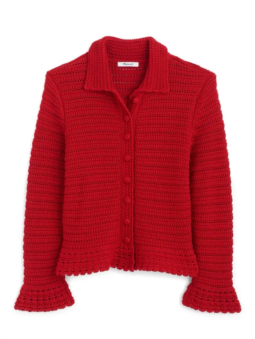 Madewell Red Button-Front Cardigan